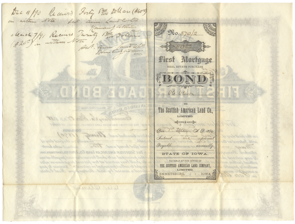 Scottish American Land Company Bond Certificate