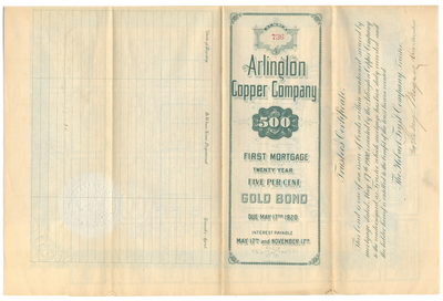 Arlington Copper Company Bond Certificate