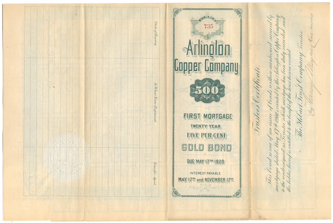 Arlington Copper Company Bond Certificate