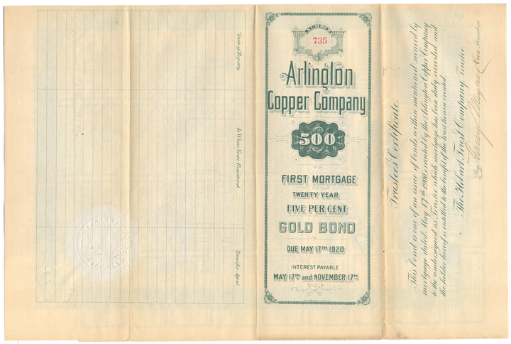 Arlington Copper Company Bond Certificate