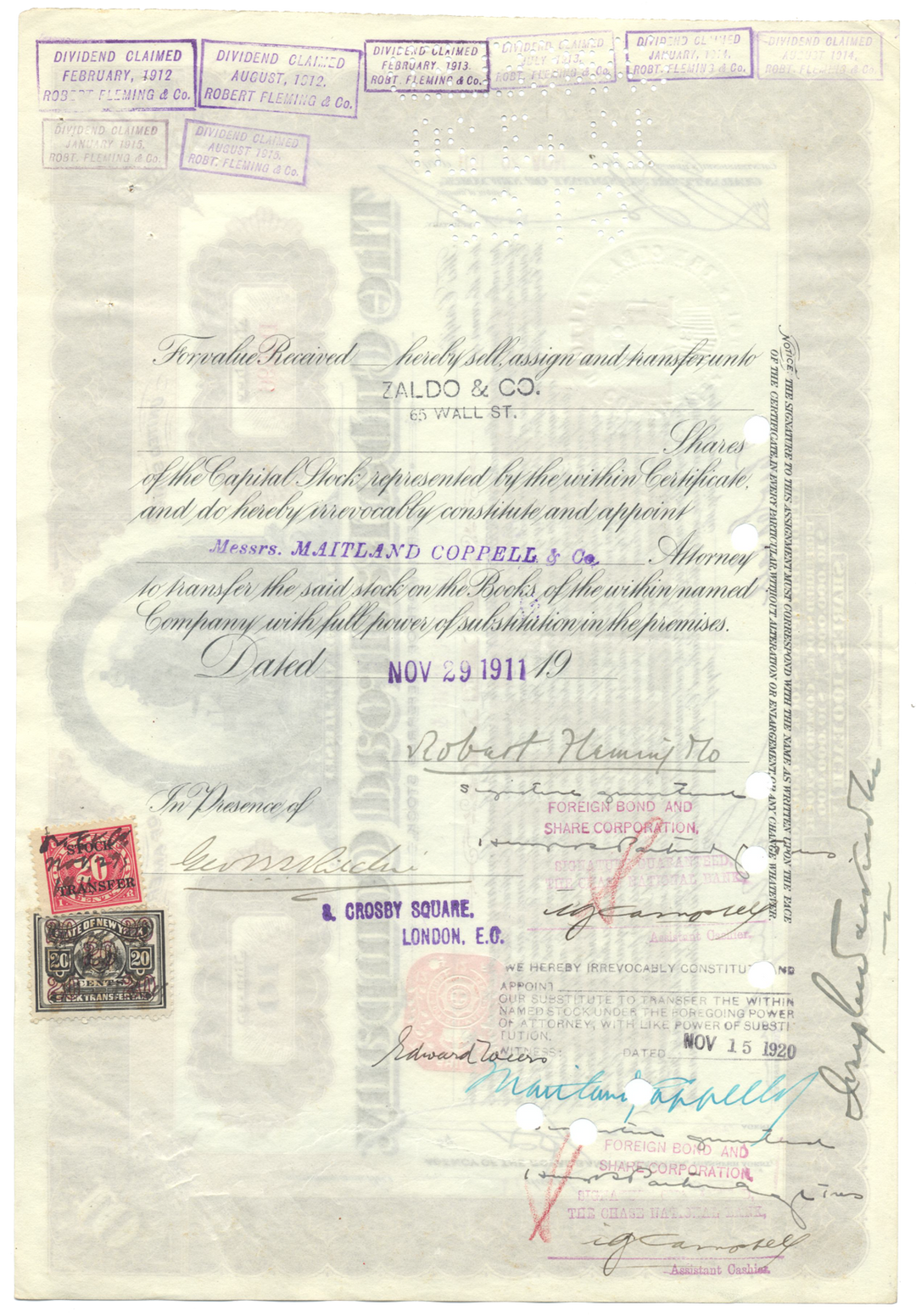 Cuba Railroad Company Stock Certificate