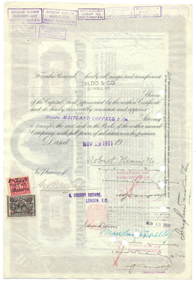 Cuba Railroad Company Stock Certificate