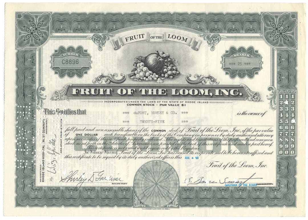 Fruit of the Loom, Inc. Stock Certificate