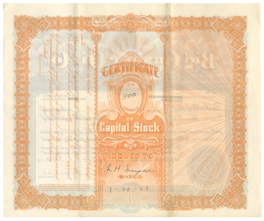 Big Gusher Oil Co. Stock Certificate