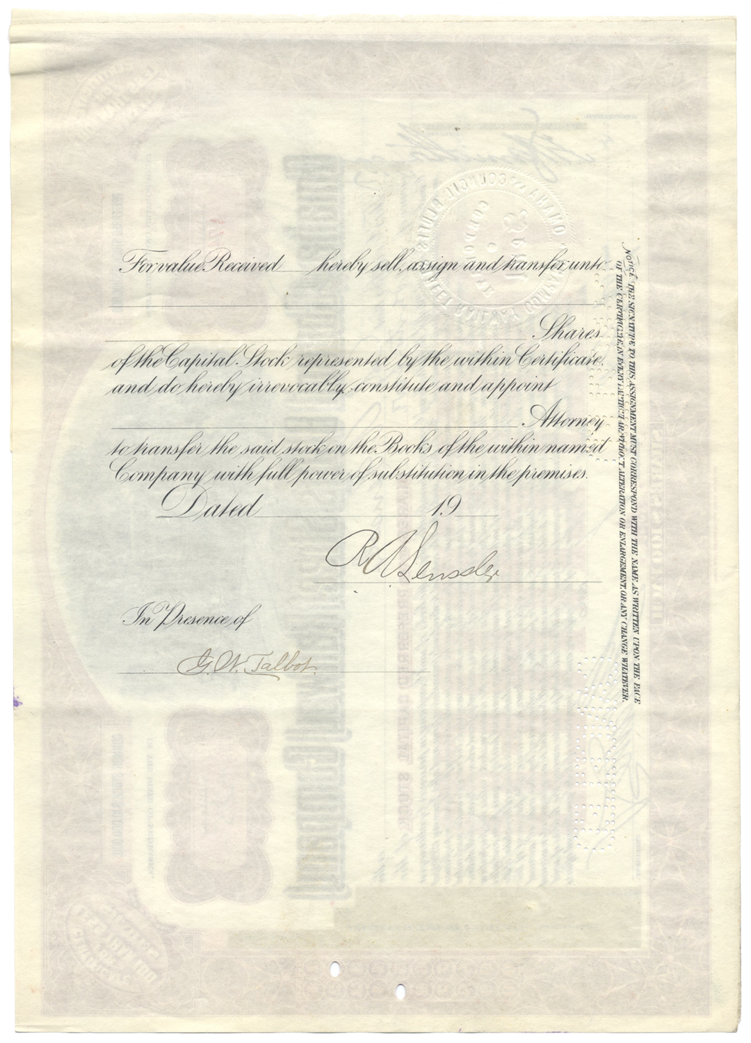 Omaha and Council Bluffs Street Railway Company Stock Certificate