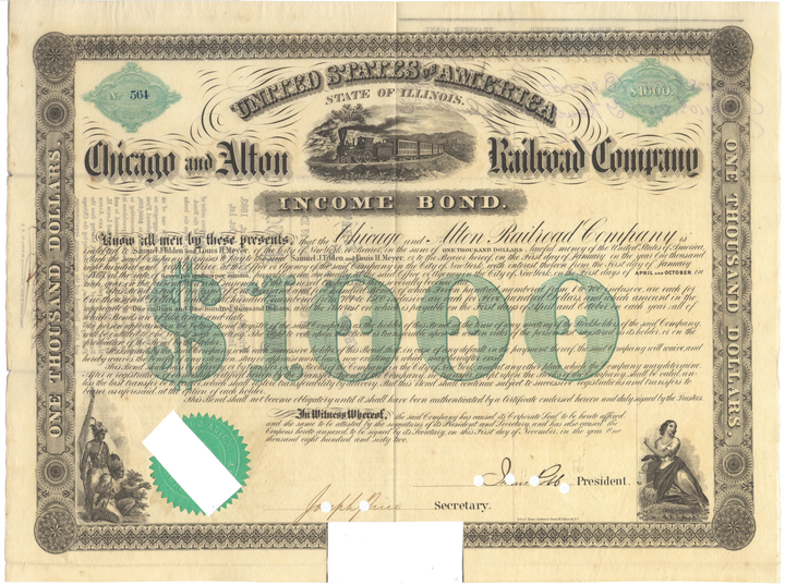 Chicago and Alton Railroad Company Bond Certificate