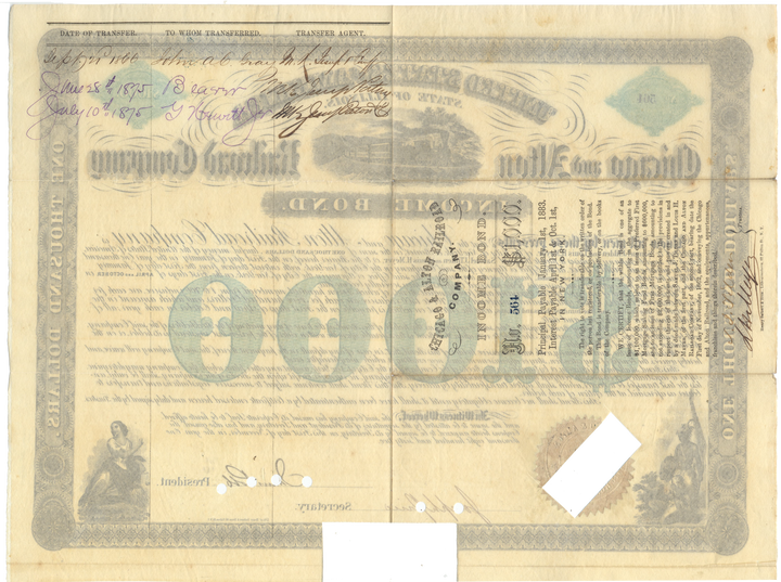 Chicago and Alton Railroad Company Bond Certificate