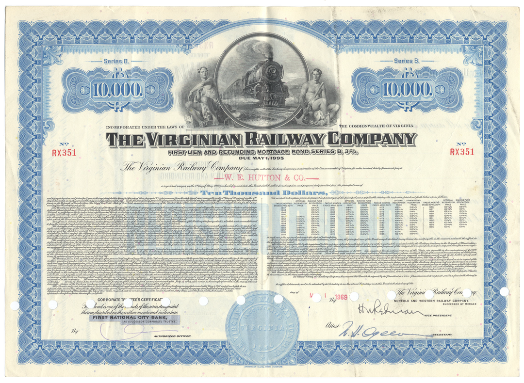 Virginian Railway Company Bond Certificate