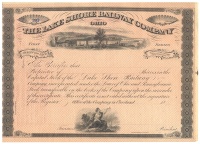Lake Shore Railway Company Stock Certificate