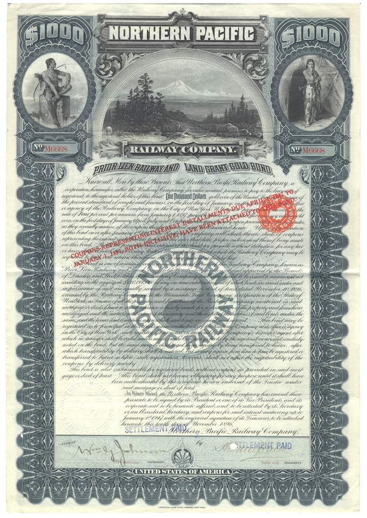 Northern Pacific Railway Company Bond Certificate