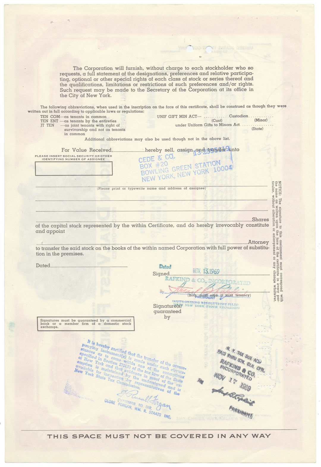 American Dual Vest Fund Stock Certificate