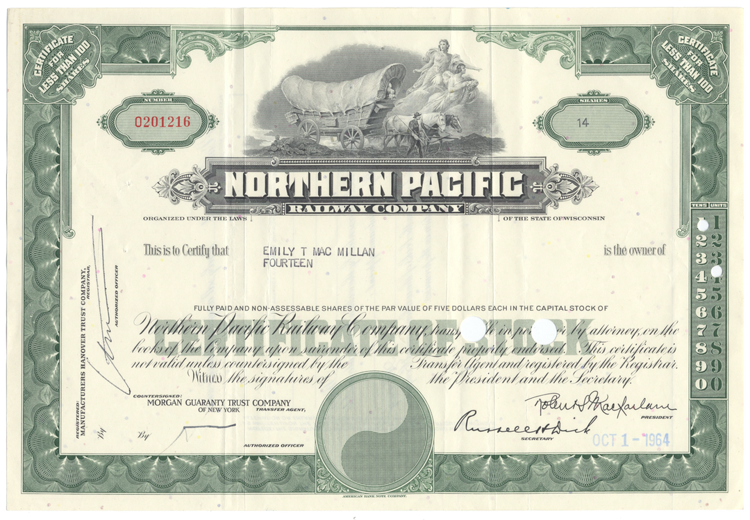 Northern Pacific Railway Company Stock Certificate