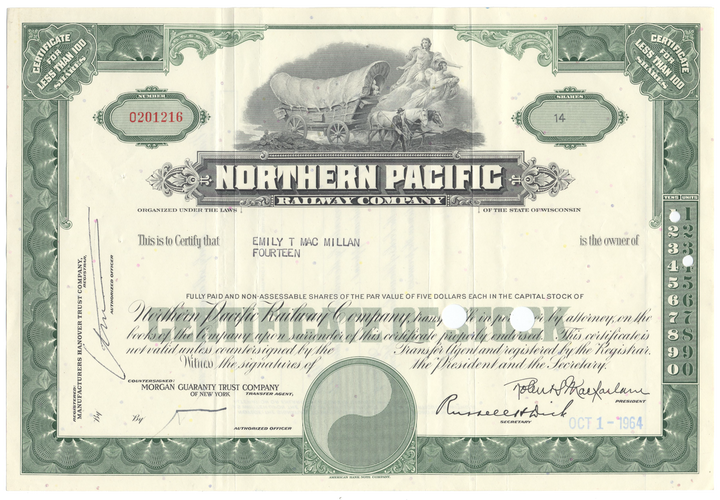 Northern Pacific Railway Company Stock Certificate