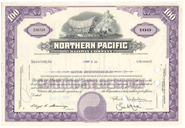 Northern Pacific Railway Company Stock Certificate