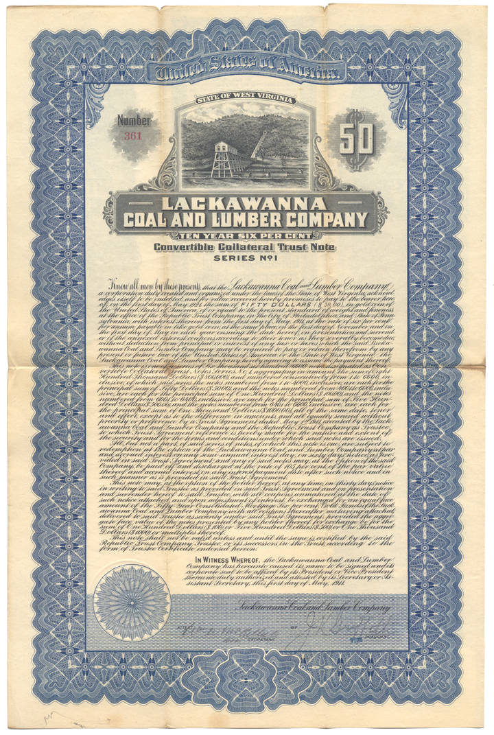 Lackawanna Coal and Lumber Company Bond Certificate