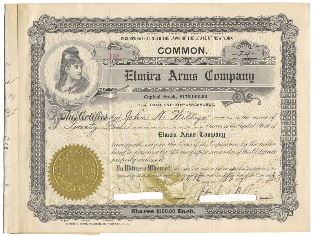 Elmira Arms Company Stock Certificate