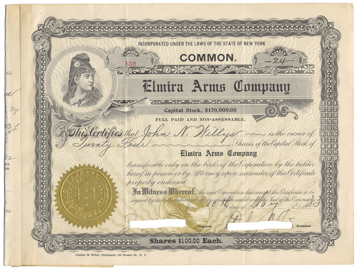 Elmira Arms Company Stock Certificate