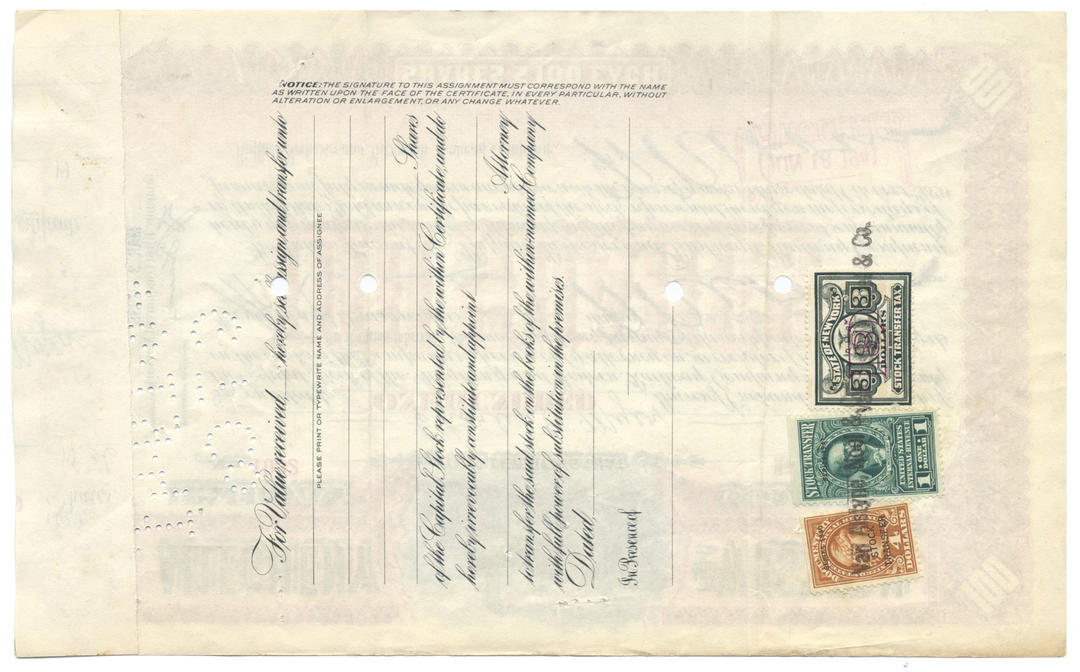 Allegheny and Western Railway Company Stock Certificate