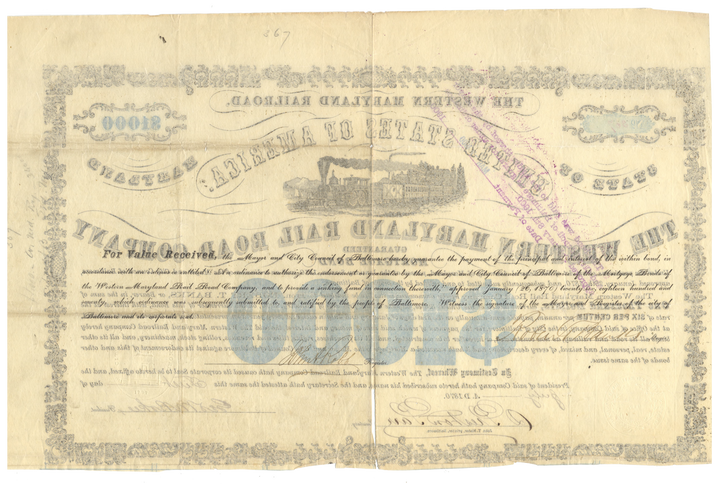 Western Maryland Rail Road Company Bond Certificate