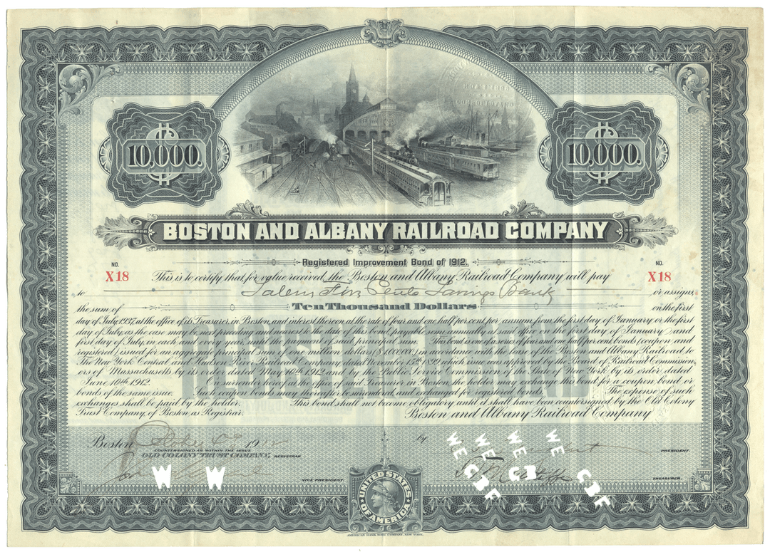 Boston and Albany Railroad Company Bond Certificate