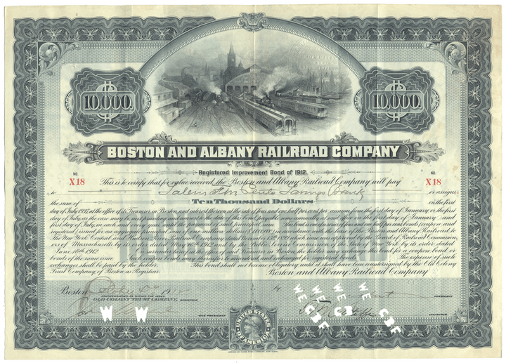 Boston and Albany Railroad Company Bond Certificate