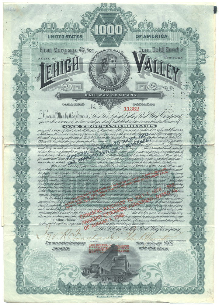 Lehigh Valley Railway Company Bond Certificate