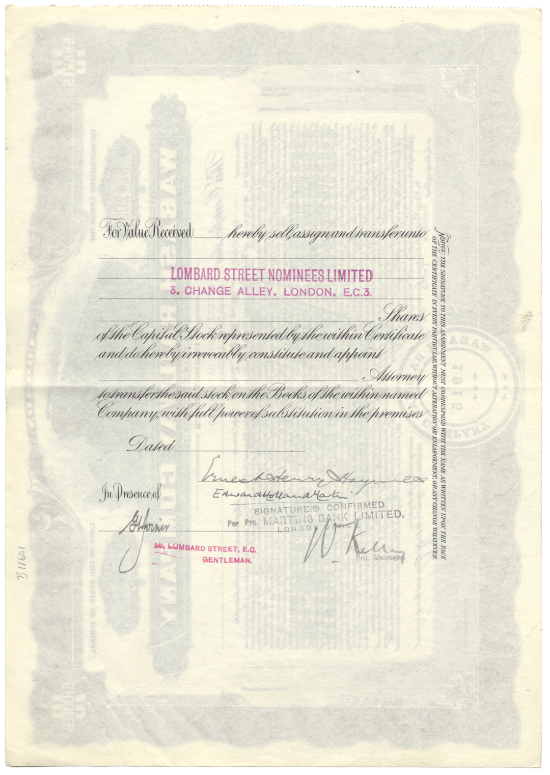 Wabash Railway Company Stock Certificate