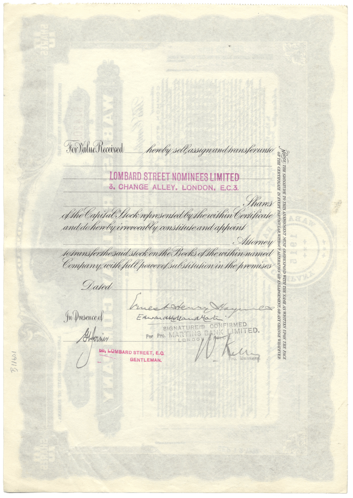 Wabash Railway Company Stock Certificate