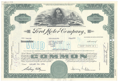 Ford Motor Company Stock Certificate