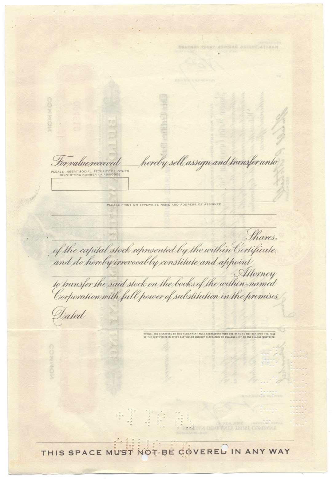 Bulova Watch Company, Inc. Stock Certificate