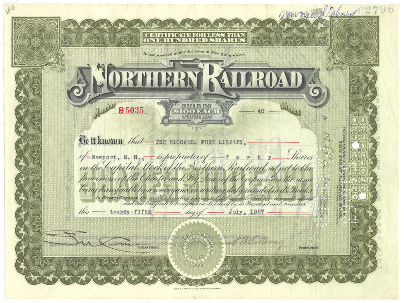 Northern Railroad Stock Certificate