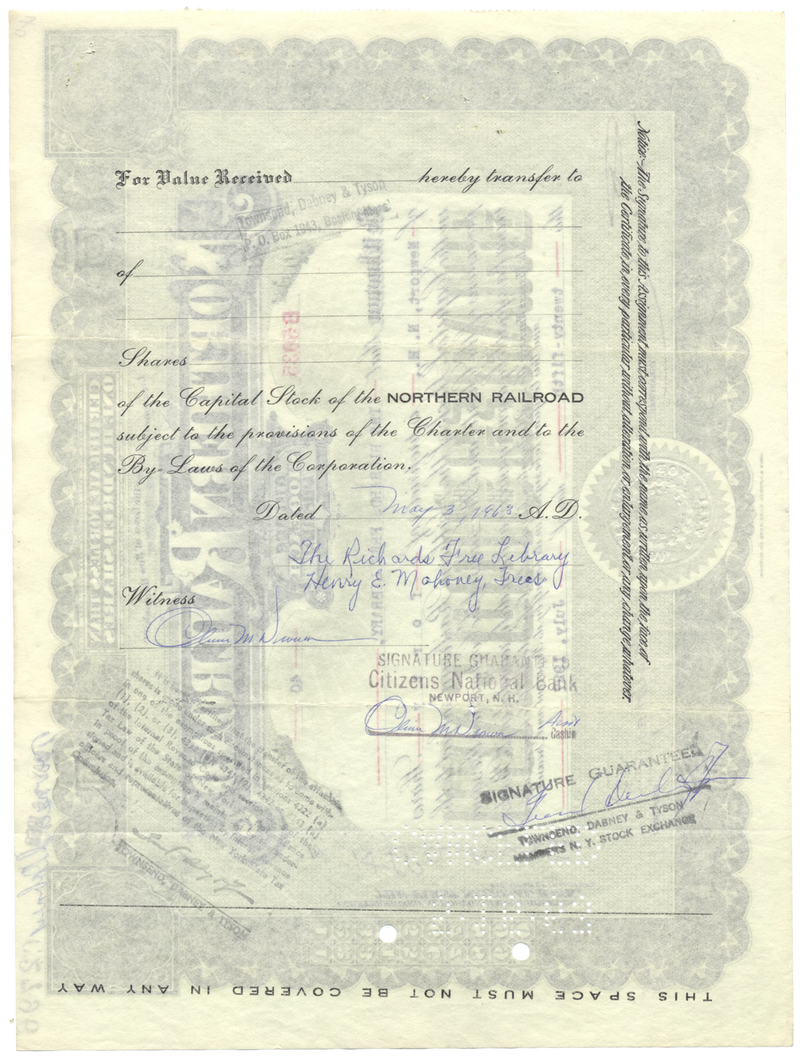 Northern Railroad Stock Certificate