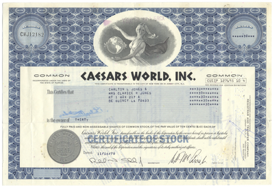 Caesars World, Inc. Stock Certificate