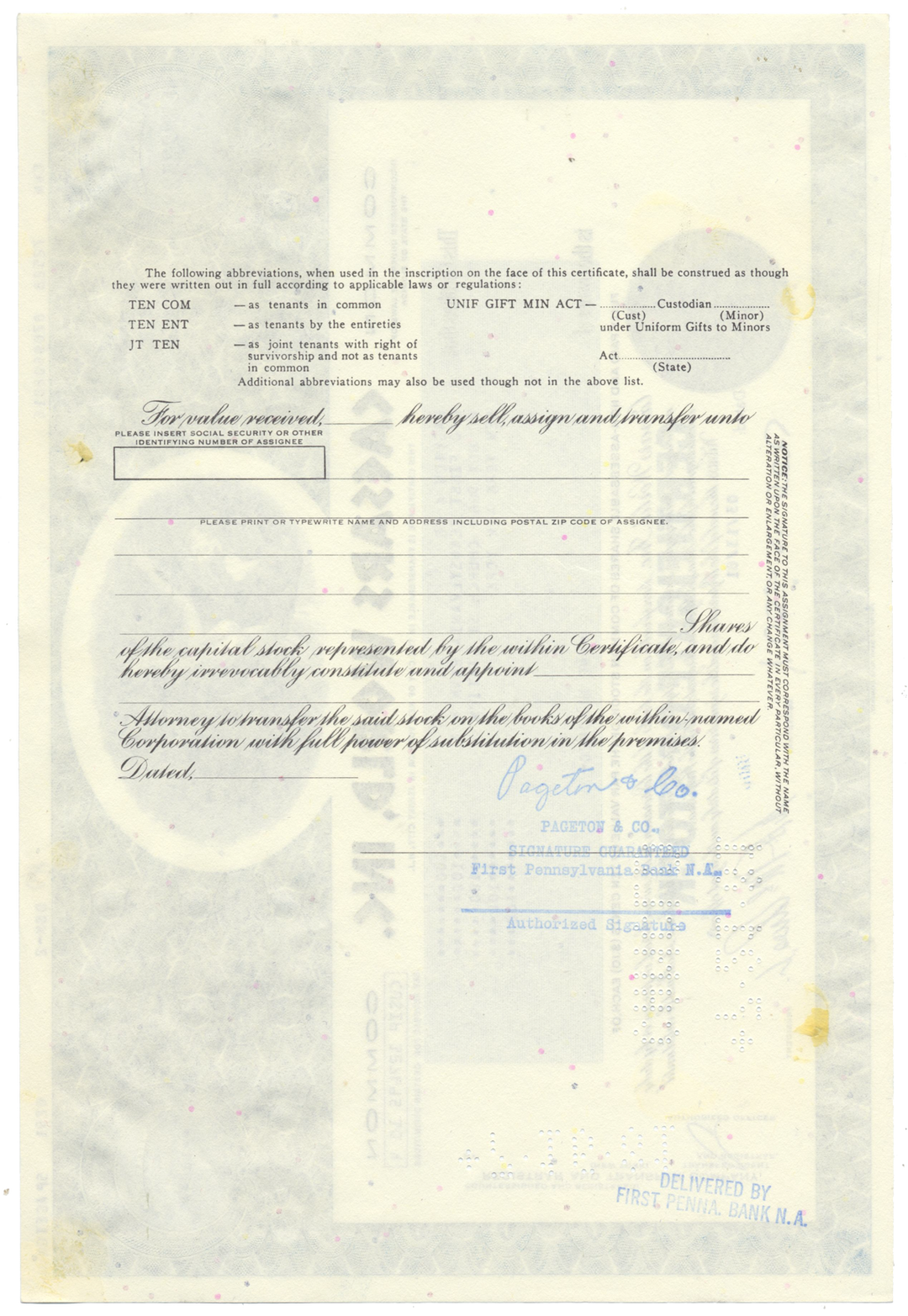 Caesars World, Inc. Stock Certificate