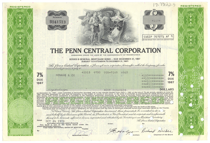 Penn Central Corporation Bond Certificate