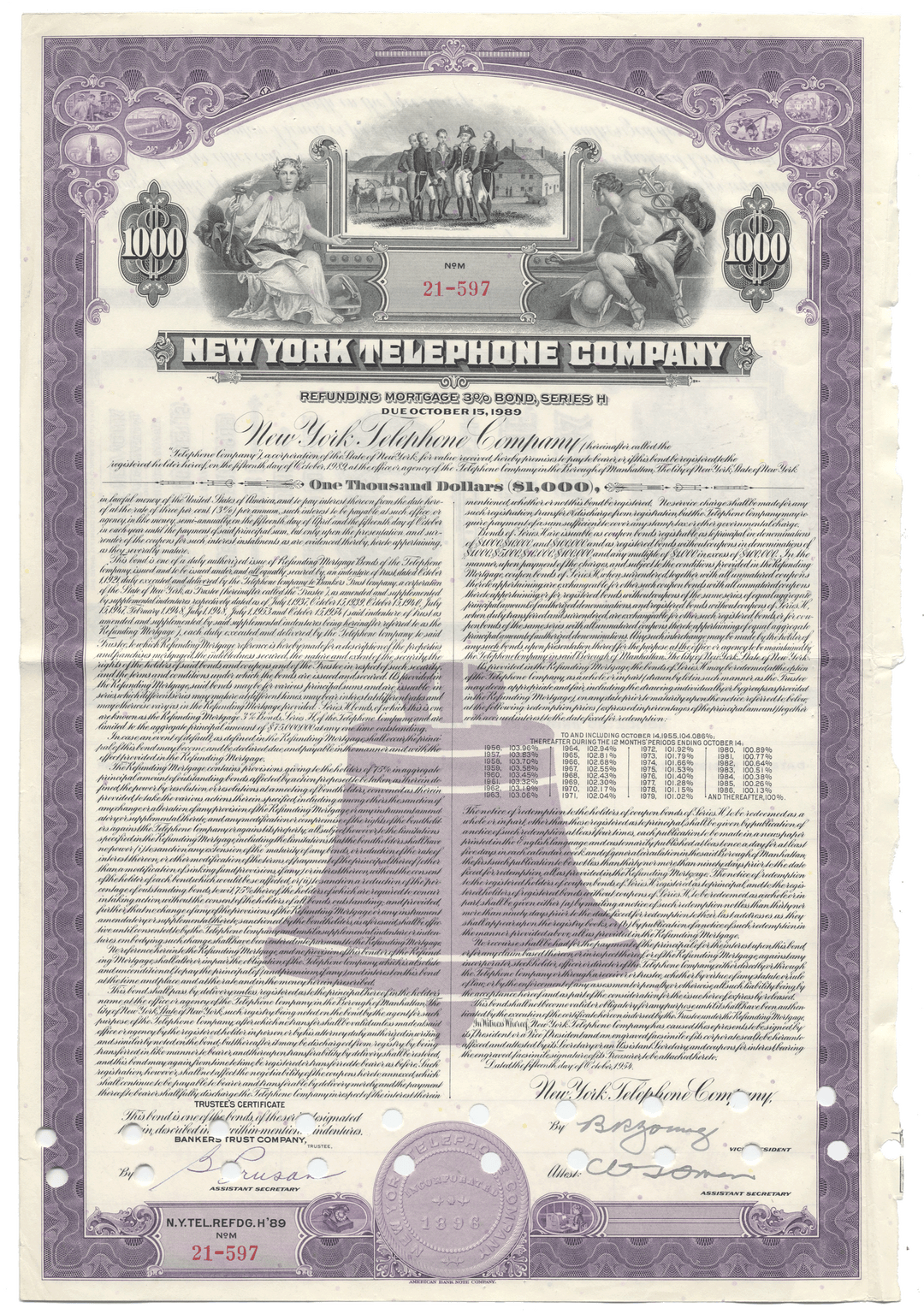 New York Telephone Company Bond Certificate