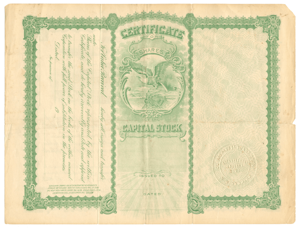 Short Tract Telephone Company Stock Certificate