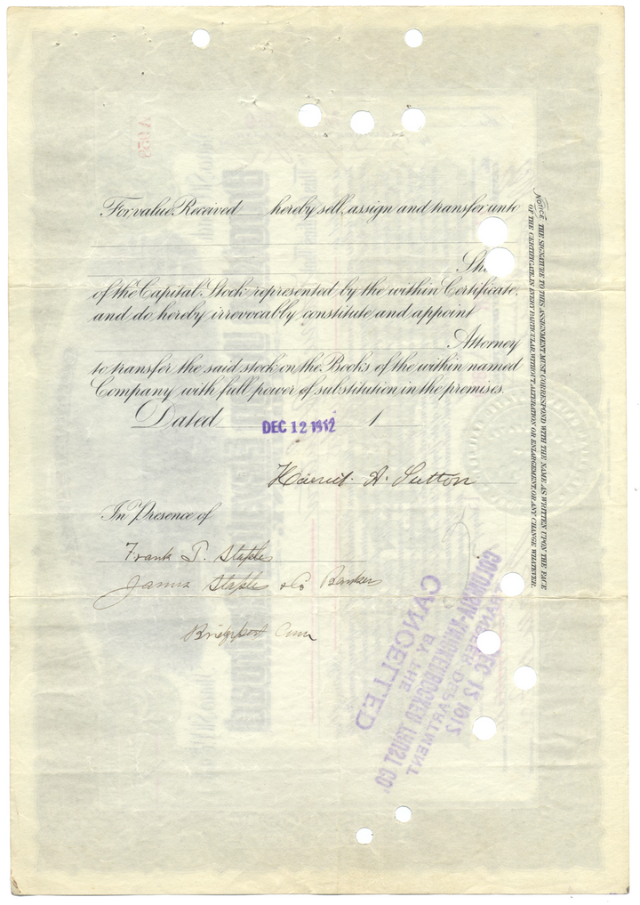 Brooklyn Union Elevated Railroad Stock Certificate