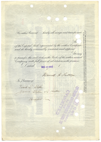 Brooklyn Union Elevated Railroad Stock Certificate