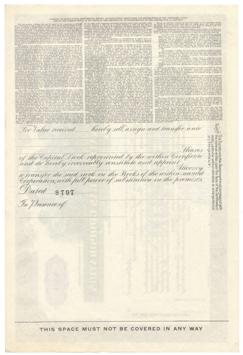 American Natural Gas Corporation Specimen Stock Certificate