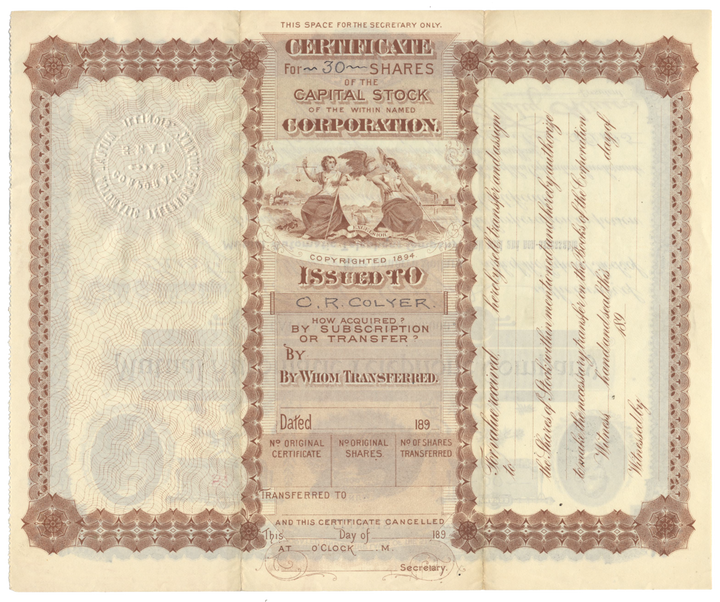 Mutual Automatic Telephone Company Stock Certificate