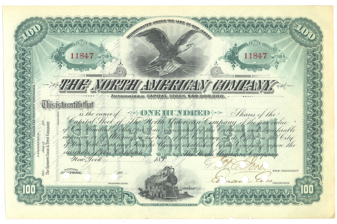 North American Company Stock Certificate