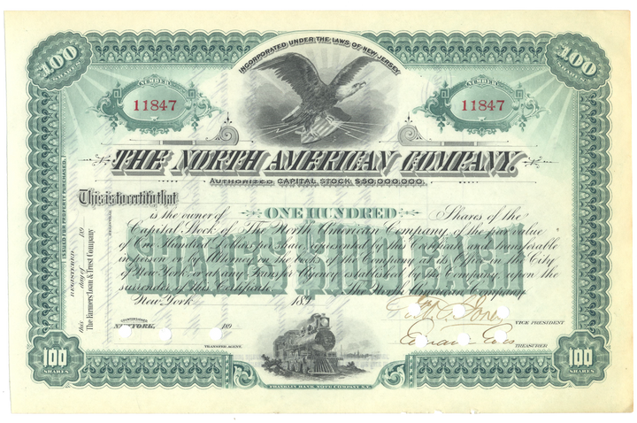 North American Company Stock Certificate