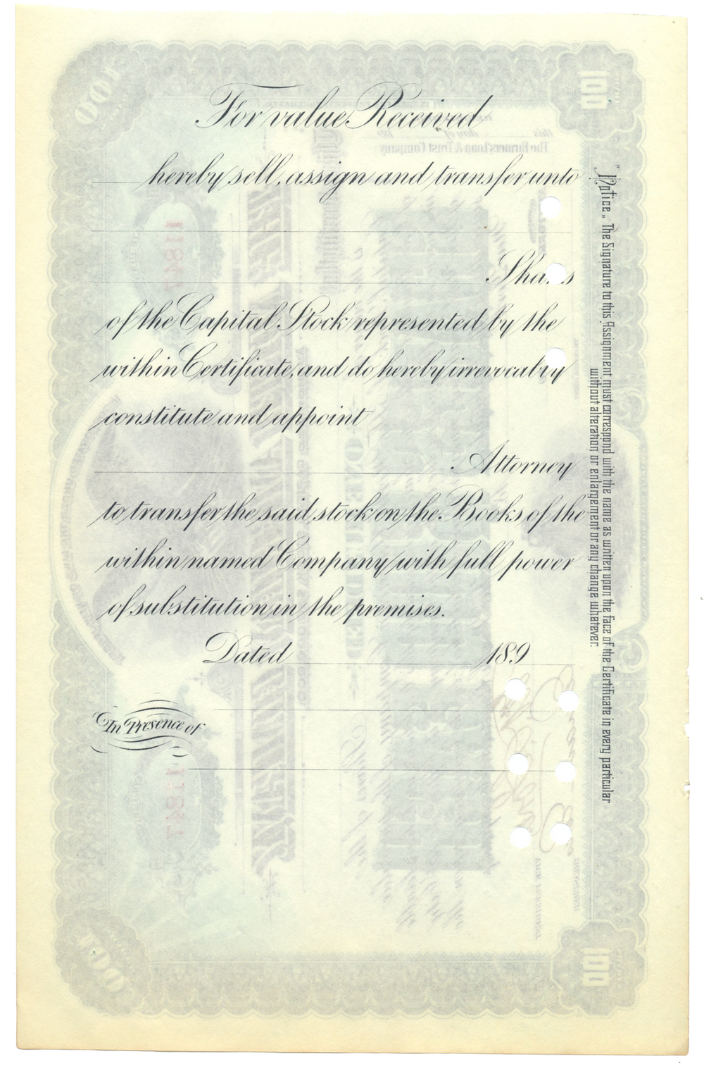 North American Company Stock Certificate