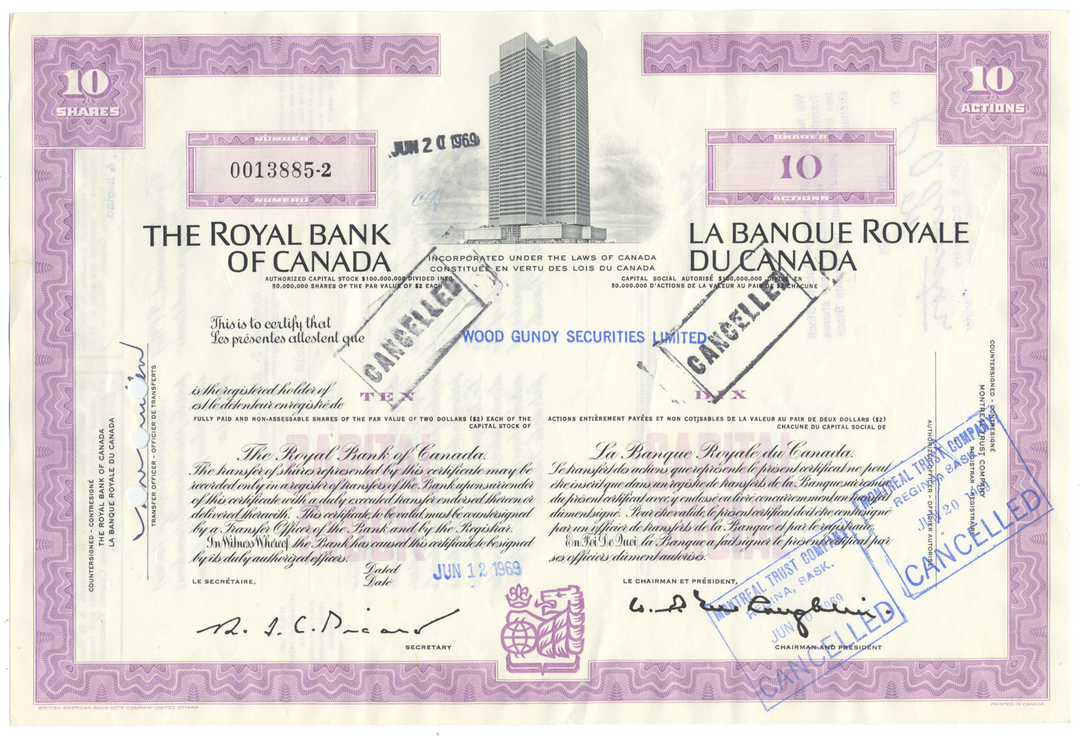 Royal Bank of Canada Stock Certificate