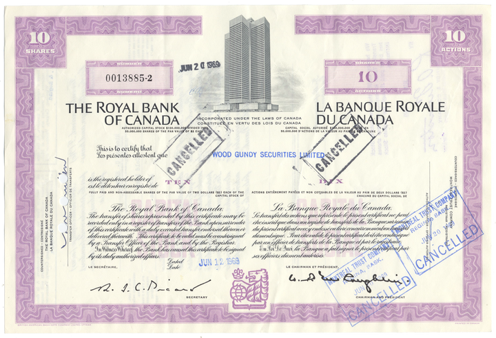 Royal Bank of Canada Stock Certificate