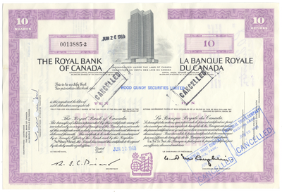 Royal Bank of Canada Stock Certificate