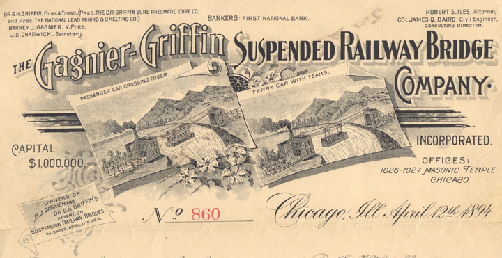 Gagnier-Griffin Suspended Railway Bridge Company, Incorporated Bond Certificate