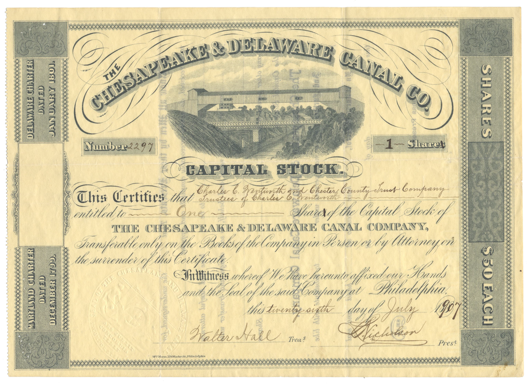 Chesapeake & Delaware Canal Company Stock Certificate