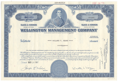 Wellington Management Company Stock Certificate